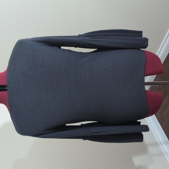 Angela Mara| Grey Crew Neck Sweater with Flared Sleeves Polyester Viscose Blend - Picture 3 of 12